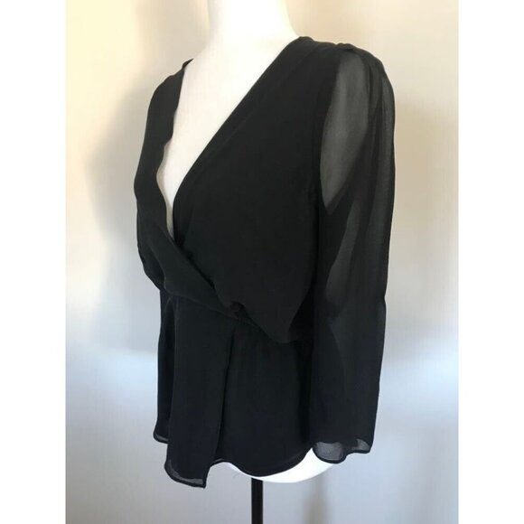 ARITZIA BABATON Alexander Blouse Top 100% Silk Size Small Black 3/4 Sleeve - Picture 5 of 9